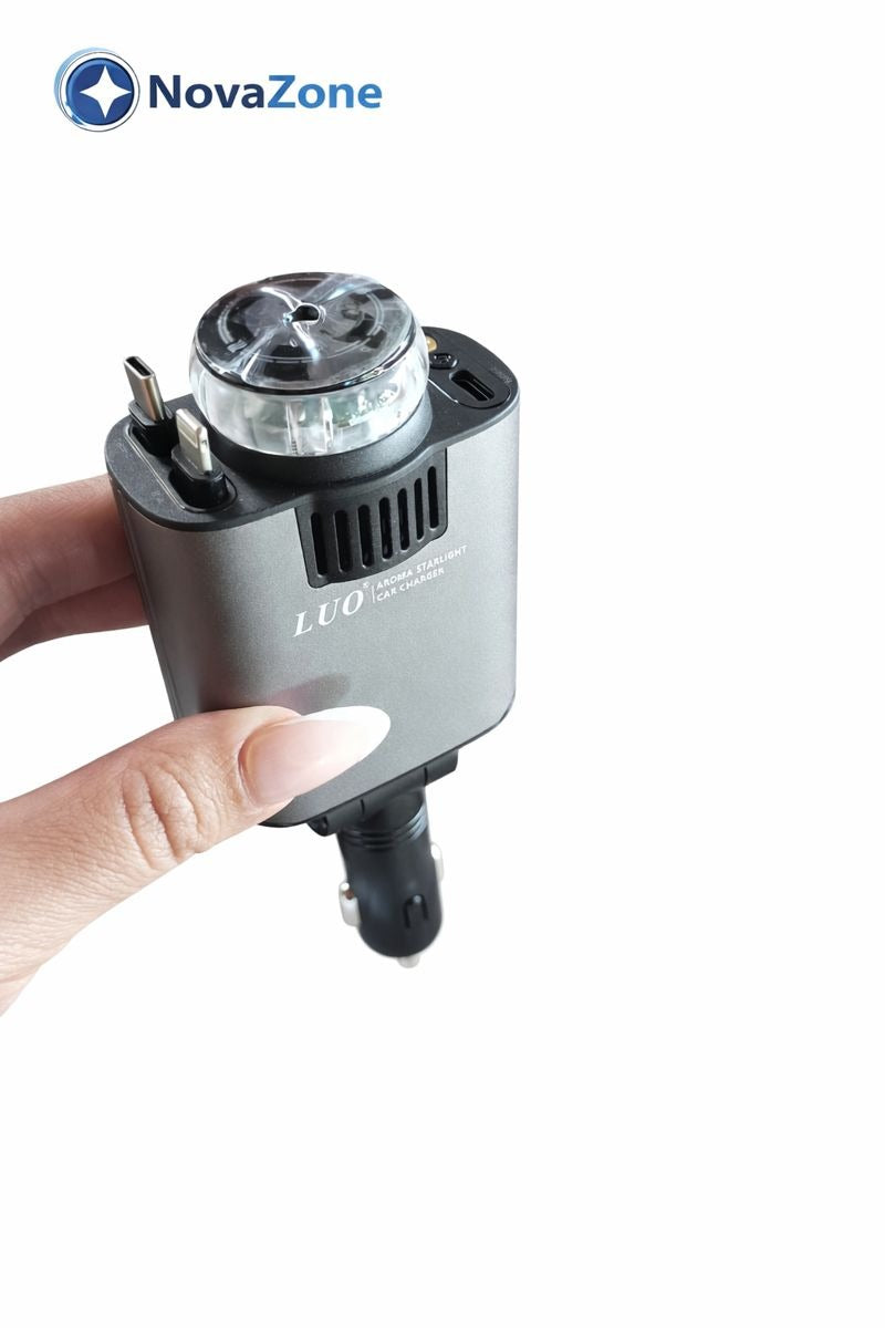 Cargador Retractil con Aromatizante y Proyector