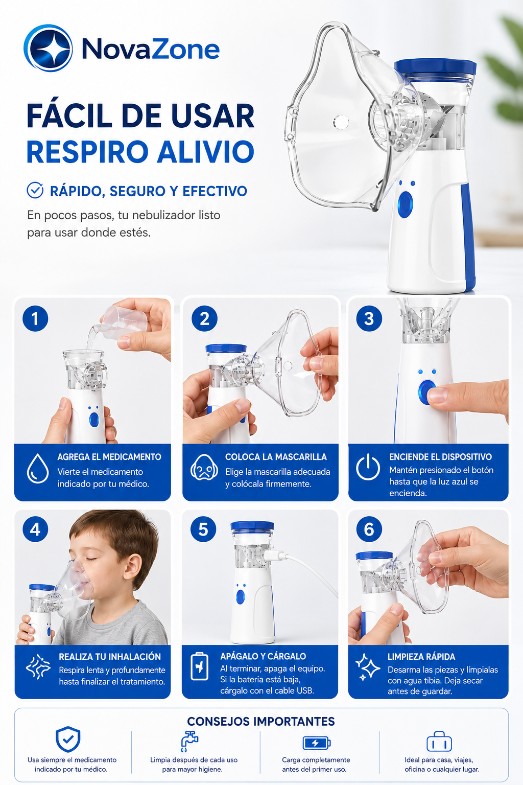 NebuliMax™ | Nebulizador Portátil Recargable