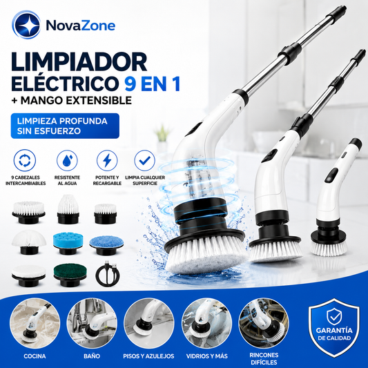 Limpiador Electrico Rotatorio 9 en 1 + Mango extensible