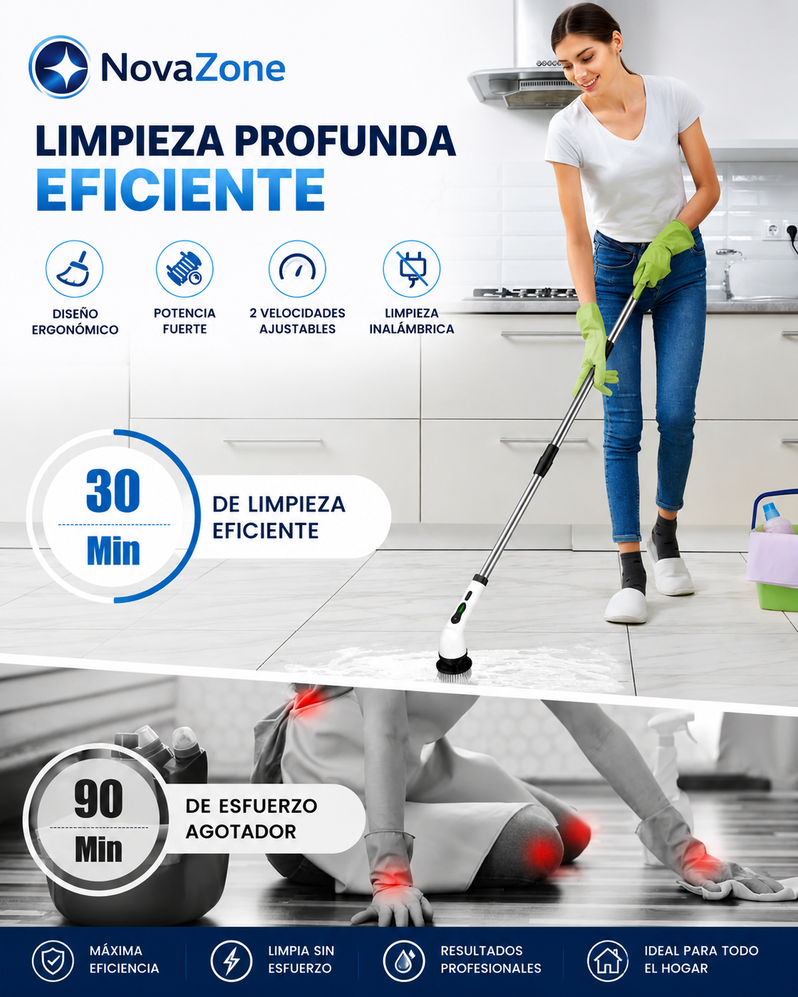 Limpiador Electrico Rotatorio 9 en 1 + Mango extensible