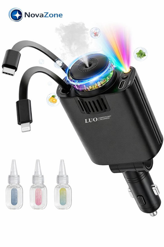 Cargador Retractil con Aromatizante y Proyector