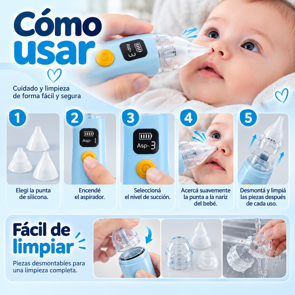 Aspirador Nasal Electrico 4 Niveles