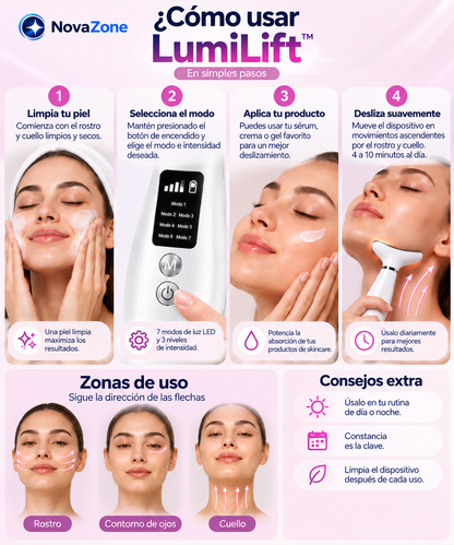 LumiLift™ – Rejuvenecedor Facial y de Cuello LED 7 en 1