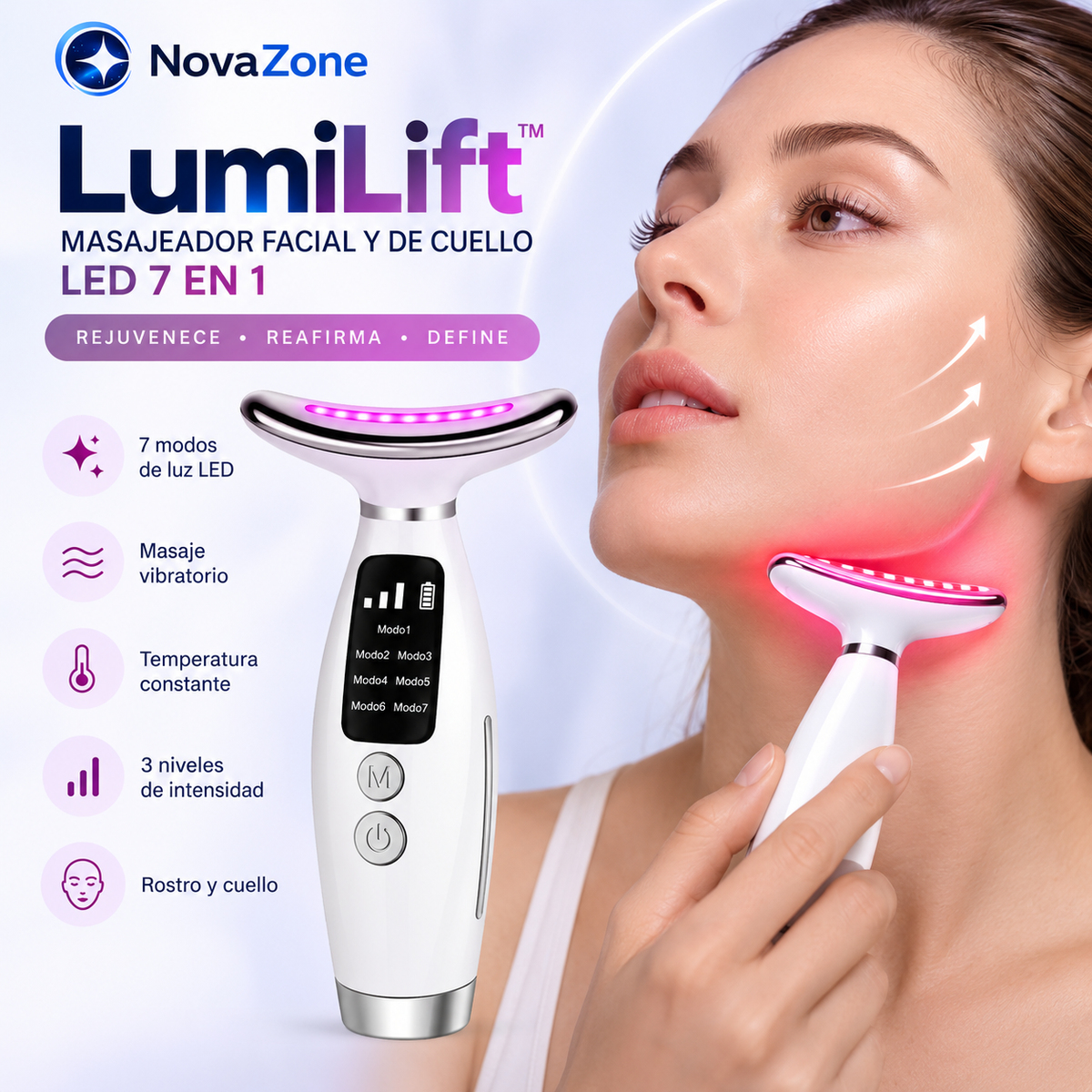 LumiLift™ – Rejuvenecedor Facial y de Cuello LED 7 en 1